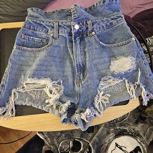 Forever 21 denim high waist ripped shorts